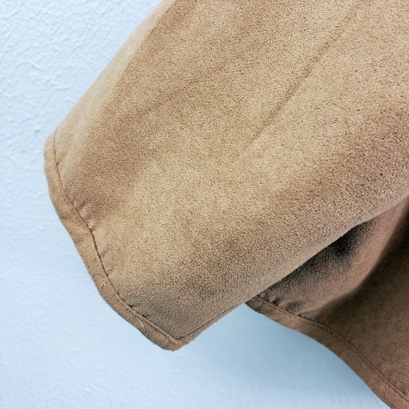 Studio Works Women's Tan Faux Leather Lined Full Zip Light Weight Coat Jacket - Picture 11 of 13